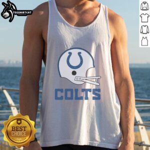 Hot Indianapolis Colts football logo on a stylish big helmet tank top, perfect for game day fashion.