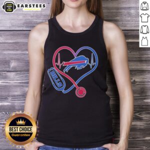 Alt Text: Good Nurse Heartbeat X Buffalo Bills Logo Tank Top in vibrant colors, perfect for fans and healthcare workers.