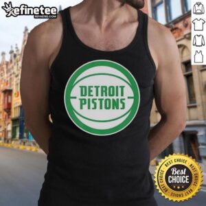 Alt Text: Premium Detroit Pistons white logo tank top for St. Patrick's Day, featuring a stylish design and vibrant colors.