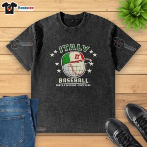 Good Forza Italia baseball t-shirt with 'Forza e Passione Since 1948' design, perfect for fans of Italian pride and sports.