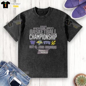 Premium NCAA Division I Women's Basketball Championship 2026 washed T-shirt featuring teams from Washington, South Dakota, TCU, UC San Diego.
