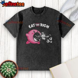 Premium Kirby Eat The Rich washed t-shirt featuring a vibrant design, perfect for fans of stylish graphic tees.