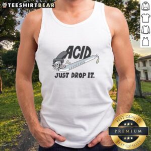 Premium Acid cartoon eyedropper character wearing a fun tank top, perfect for quirky fashion enthusiasts.