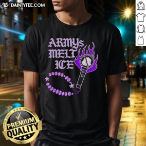 Nice BTS Armys Melt Ice Power community lightstick t-shirt design featuring vibrant graphics and a stylish fit.