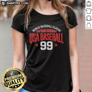 Hot World Baseball Classic Captain America USA Baseball 99 Stars T-Shirt - Image 3