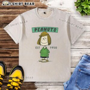 Pretty Peanuts Peppermint Patty Est. 1950 washed t-shirt featuring vibrant graphics and a comfortable fit for fans.