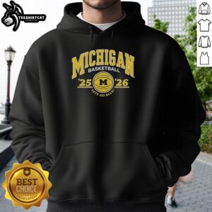 Premium University of Michigan 2025-2026 basketball hoodie in blue, perfect for fans. Let's Go Blue!
