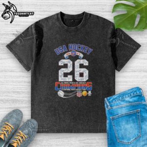 Original USA Hockey 2026 6-0 Olympic Men's Ice Hockey Champions All Signatures T-Shirt - Image 6