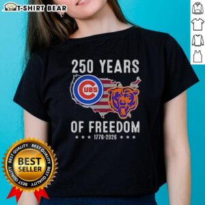Original America Chicago Cubs and Chicago Bears 250 Years of Freedom ladies tee, celebrating sports heritage and patriotism.