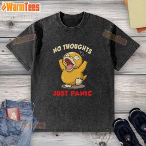 Pretty No Thoughts Just Panic washed T-shirt design featuring a casual, stylish graphic for anxiety awareness.