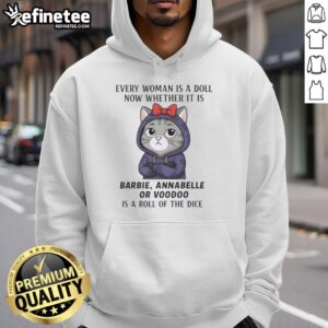 Awesome Cat hoodie featuring dolls like Barbie, Annabelle, and Voodoo, blending fun and style for every woman.