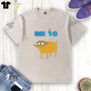 Alt Text: Premium Jake the Dog Ben 10 washed t-shirt featuring vibrant graphics and a comfortable fit for fans of the series.