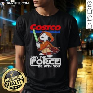 Alt Text: Cute Snoopy Costco Wholesale May The Force Be With You T-Shirt featuring Snoopy in a playful design.
