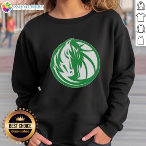 Premium Dallas Mavericks white logo sweatshirt for St. Patrick's Day, featuring a festive green design and comfortable fit.
