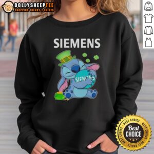 Awesome Stitch Hug Siemens Logo St. Patrick's Day Sweatshirt featuring a festive design with green and shamrock elements.