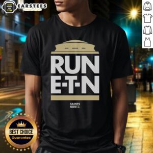 Alt Text: Awesome New Orleans Saints Run Etn T-Shirt featuring bold team colors and logo for fans and athletes.