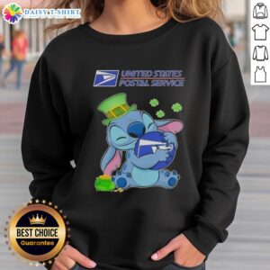 Alt Text: Top Stitch Hug USPS logo St. Patrick's Day sweatshirt featuring festive green design and comfortable fit.