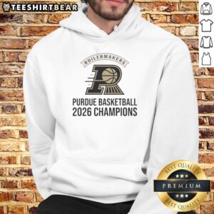Alt Text: Good Purdue Boilermakers Basketball 2026 Champions logo hoodie featuring team colors and emblem for fans.