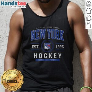 Official New York Rangers hockey legacy crest tank top featuring team colors and logo, perfect for fans and summer wear.