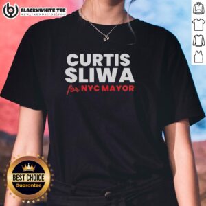 Awesome Curtis Sliwa for NYC Mayor ladies tee featuring a stylish design and vibrant colors, perfect for supporters.