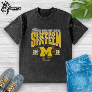 Premium Michigan Wolverines 2026 NCAA Women's Basketball Tournament Sweet 16 washed t-shirt in team colors.