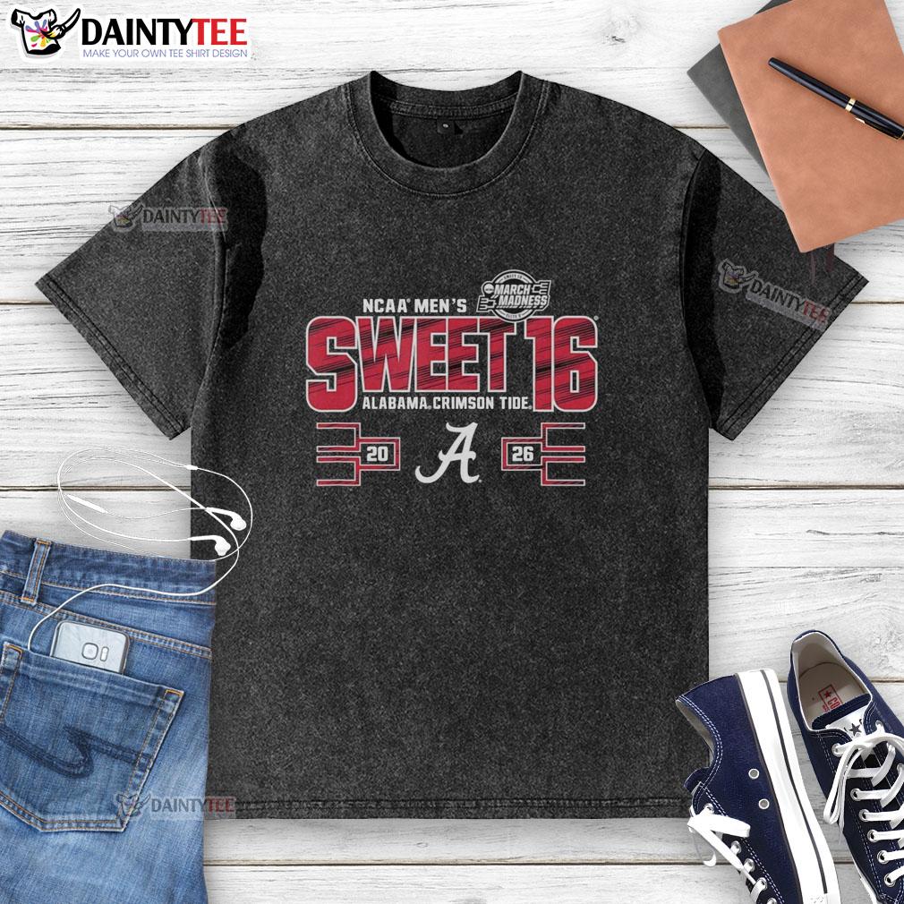 awesome-alabama-crimson-tide-sweet-16-2026-mens-march-madness-washed-t-shirt Awesome Alabama Crimson Tide Sweet 16 2026 Men's March Madness washed t-shirt featuring team colors and logo.