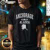 Awesome Anchorage Alaska Est. 1920 varsity t-shirt featuring a classic design in navy blue and white for stylish comfort.