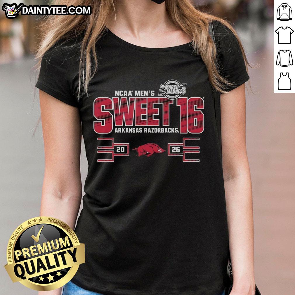 awesome-arkansas-razorbacks-sweet-16-2026-mens-march-madness-ladies-tee Awesome Arkansas Razorbacks Sweet 16 2026 Men's March Madness ladies tee featuring team colors and logo.