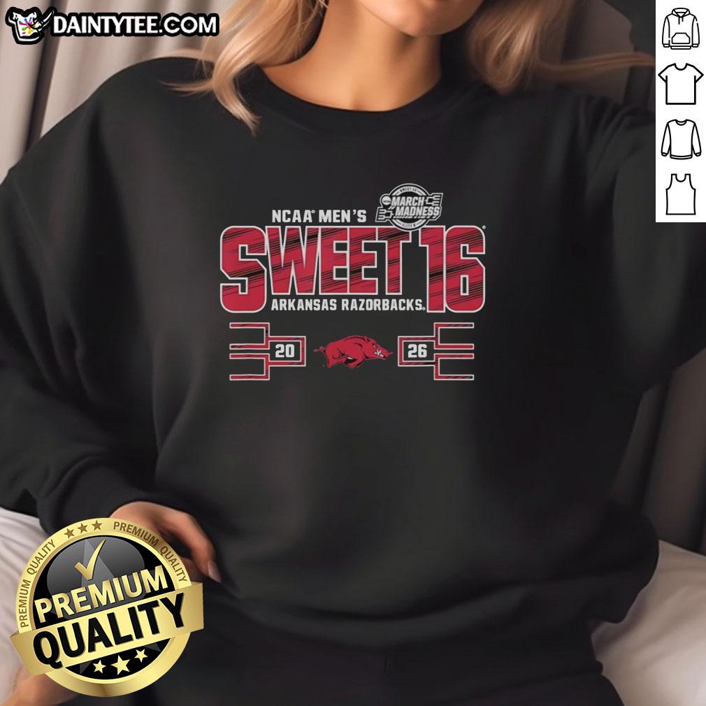awesome-arkansas-razorbacks-sweet-16-2026-mens-march-madness-sweatshirt Arkansas Razorbacks Sweet 16 2026 Men's March Madness sweatshirt in vibrant colors, perfect for fans and supporters.