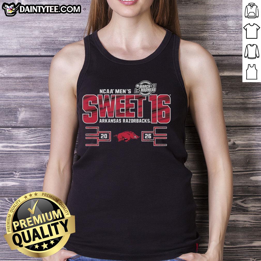 awesome-arkansas-razorbacks-sweet-16-2026-mens-march-madness-tank-top Awesome Arkansas Razorbacks Sweet 16 2026 Men's March Madness tank top featuring team colors and logo.