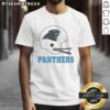 Alt Text: Awesome Carolina Panthers football logo displayed on a big helmet t-shirt, perfect for NFL fans and apparel enthusiasts.