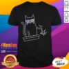 Alt Text: Awesome Cat No Kings In America sketch t-shirt featuring a unique cat illustration and bold graphic design.