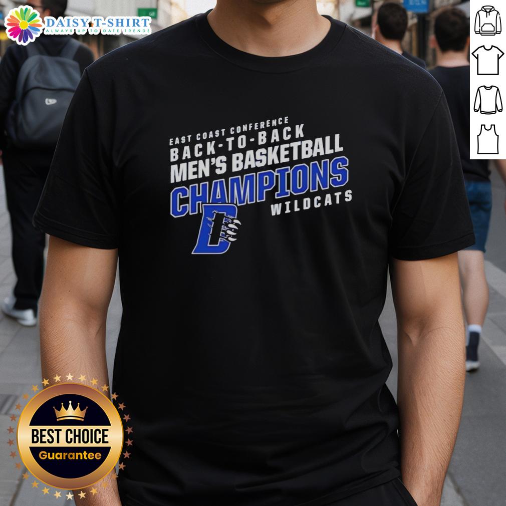 Awesome Daemen Wildcats East Coast Conference Basketball Back To Back T Shirt Alt Text: Awesome Daemen Wildcats East Coast Conference Basketball Back-To-Back T-Shirt featuring team colors and logo design.