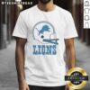 Alt Text: Awesome Detroit Lions football logo featured on a big helmet t-shirt, perfect for fans and game day wear.