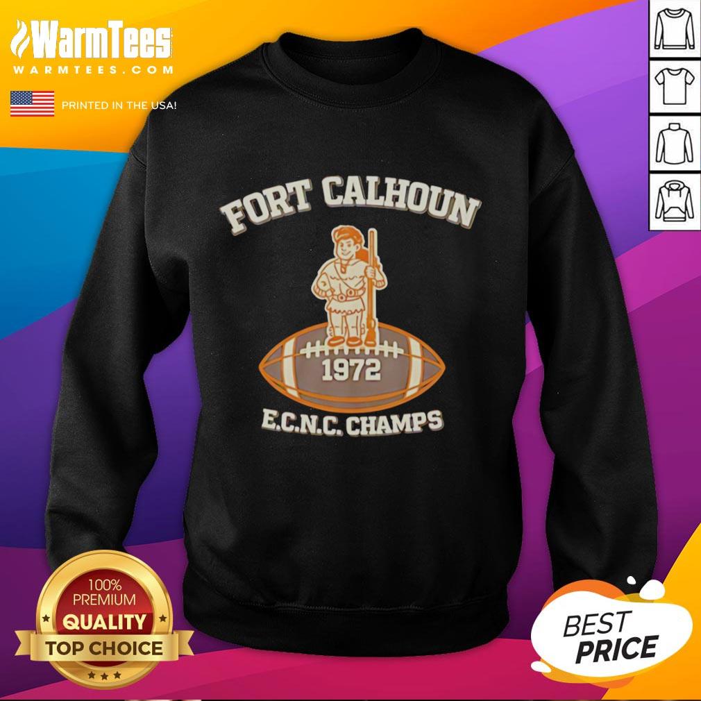 awesome-fort-calhoun-ecnc-champs-1972-sweatshirt Alt Text: Vintage 1972 Fort Calhoun ECNC Champs sweatshirt showcasing school pride and classic design.