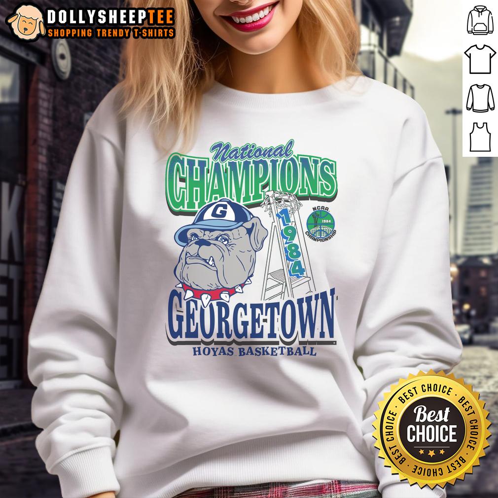 Awesome Georgetown Hoyas Past Champs Tourney Win Sweatshirt Alt Text: Georgetown Hoyas past champs tourney win sweatshirt, featuring the team's logo and classic design in navy blue.