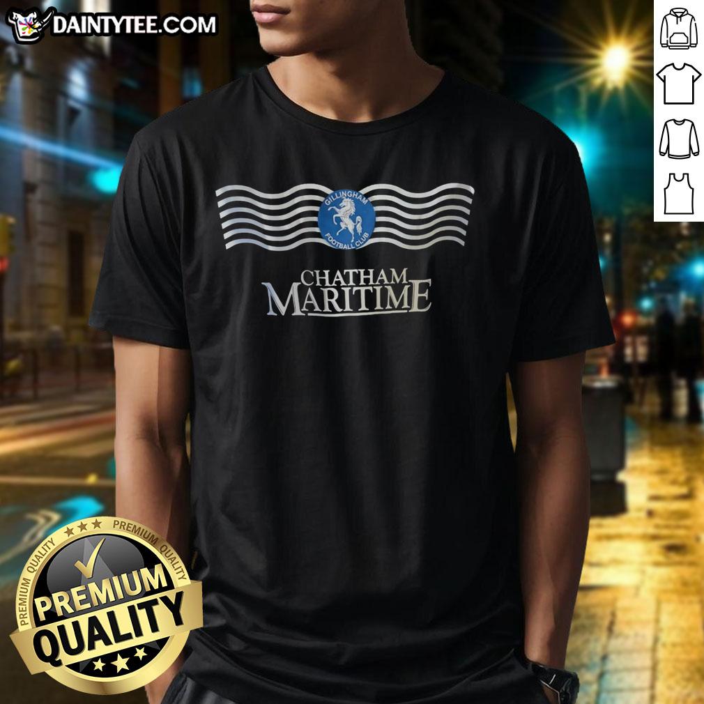 awesome-gillingham-football-club-chatham-maritime-t-shirt Awesome Gillingham Football Club Chatham Maritime T-Shirt featuring club colors and logo for fans and supporters.