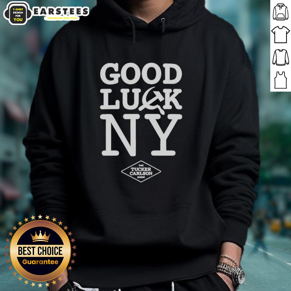 awesome-good-luck-ny-tucker-carlson-show-hammer-and-sickle-hoodie Awesome Good Luck NY Tucker Carlson Show hoodie featuring Hammer and Sickle design for a bold statement.