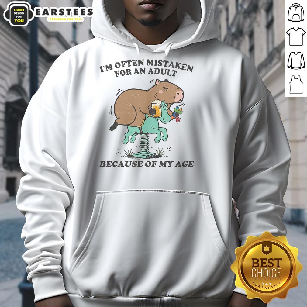 awesome-im-often-mistaken-for-an-adult-because-of-my-age-capybara-hoodie Cozy capybara hoodie featuring a playful design, perfect for adults and kids, showcasing the cute capybara theme.