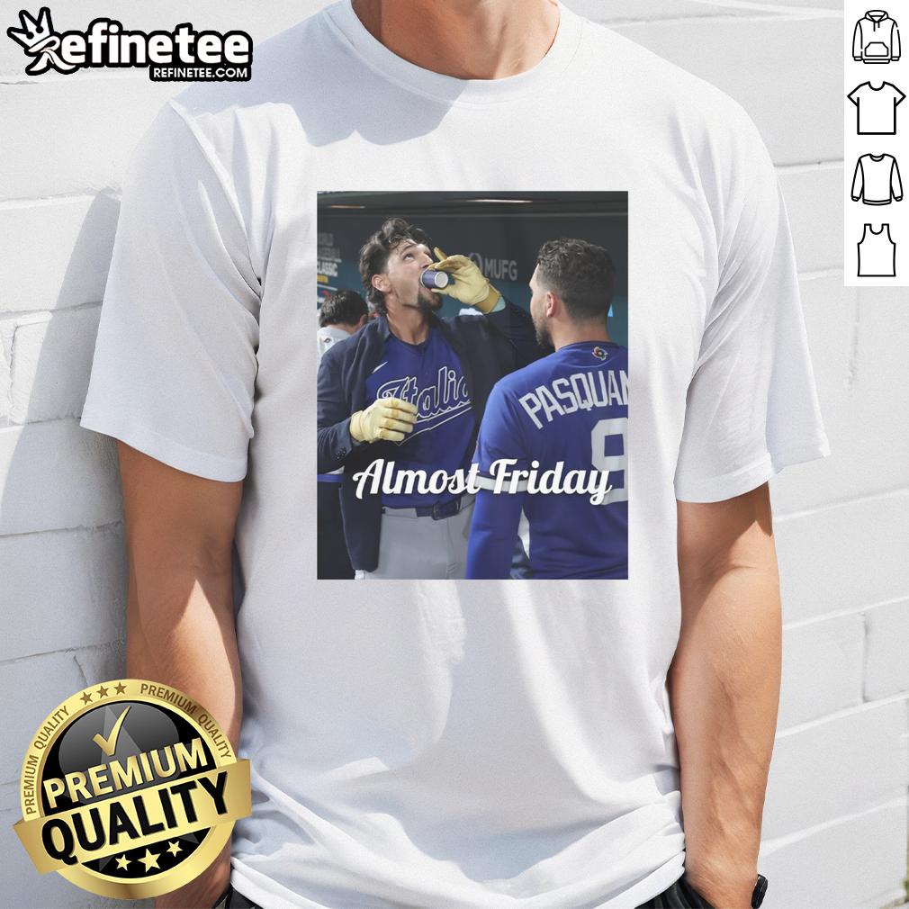 awesome-jac-caglianone-of-kansas-city-royalsdrinking-espresso-in-dugout-zone-almost-friday-t-shirt-1 Alt Text: Jac Caglianone of the Kansas City Royals enjoying espresso in the dugout, wearing an Almost Friday T-shirt.