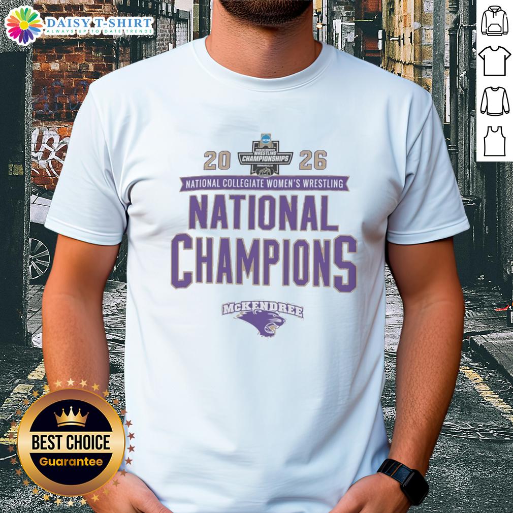 Awesome Mckendree Bearcats Ncaa Women's Wrestling National Champions 2026 T-Shirt Awesome Mckendree Bearcats NCAA Women's Wrestling National Champions 2026 T-Shirt featuring team logo and championship design.