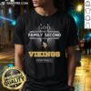 Awesome Minnesota Vikings God First Family Second T-Shirt showcasing team spirit and faith for Vikings football fans.