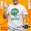 Awesome New York Jets football logo displayed on a big helmet t-shirt, perfect for fans and game day attire.