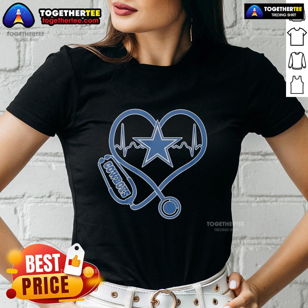 Awesome Nurse Heartbeat X Dallas Cowboys Logo Ladies Tee Awesome Nurse Heartbeat with Dallas Cowboys Logo Ladies Tee - Perfect for fans and healthcare professionals.