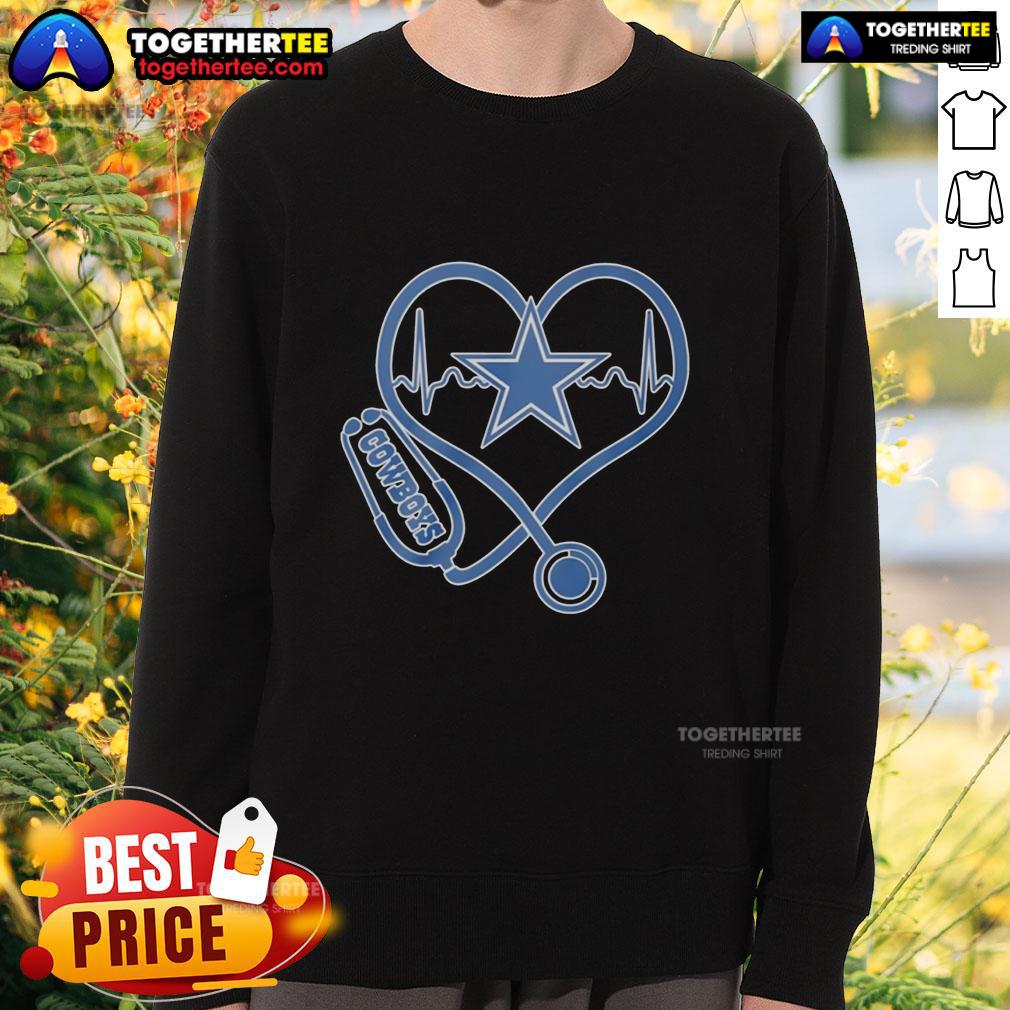 Awesome Nurse Heartbeat X Dallas Cowboys Logo Sweatshirt Awesome Nurse Heartbeat X Dallas Cowboys Logo Sweatshirt, perfect for fans and healthcare heroes showing team spirit.
