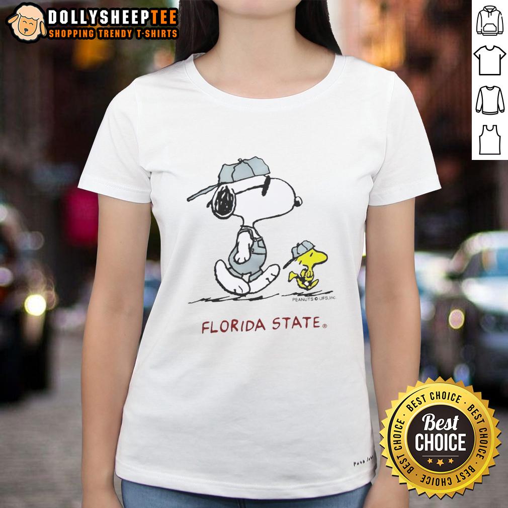 Awesome Peanuts Florida State University Snoopy And Woodstock Ladies Tee Awesome Peanuts Florida State University tee featuring Snoopy and Woodstock perfect for fans and casual wear.