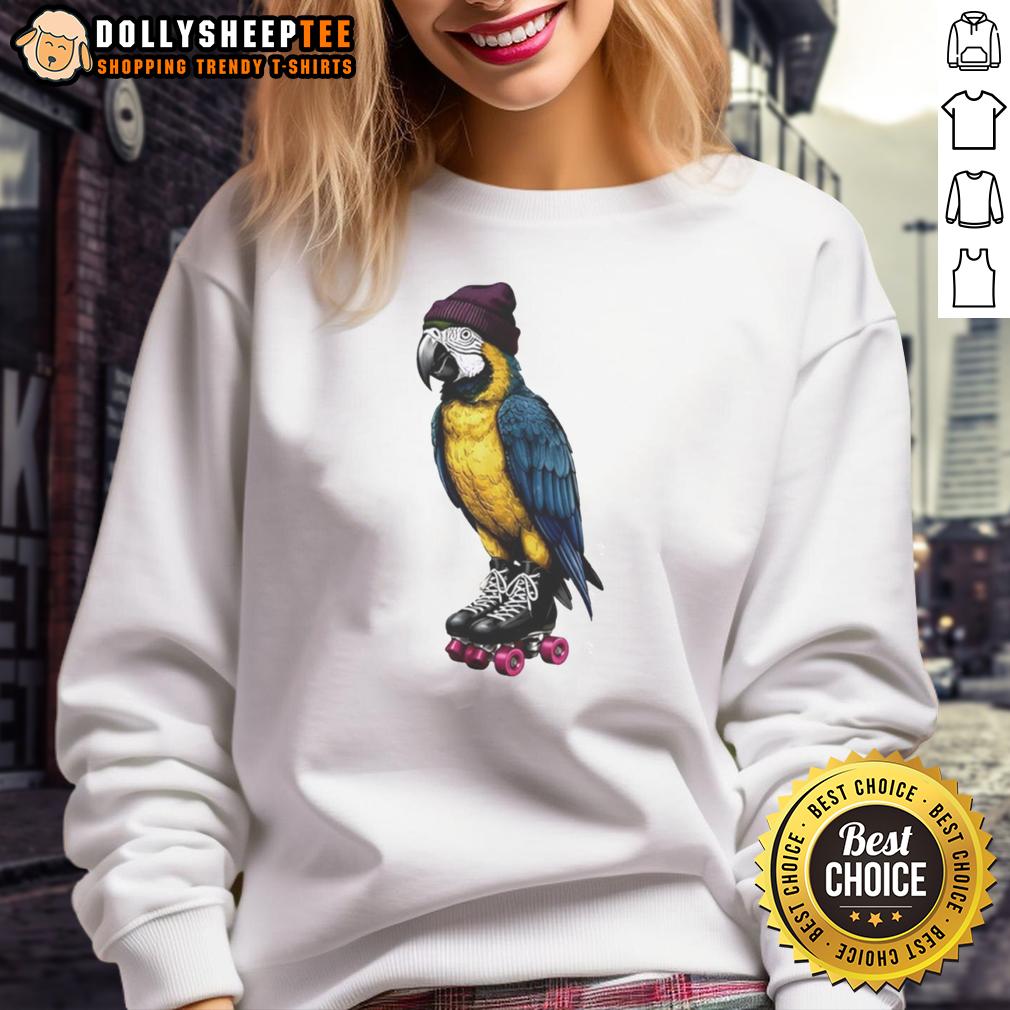 Awesome Roller Skating Parrot Graphic Sweatshirt Colorful graphic sweatshirt featuring an awesome roller-skating parrot, perfect for unique casual wear.