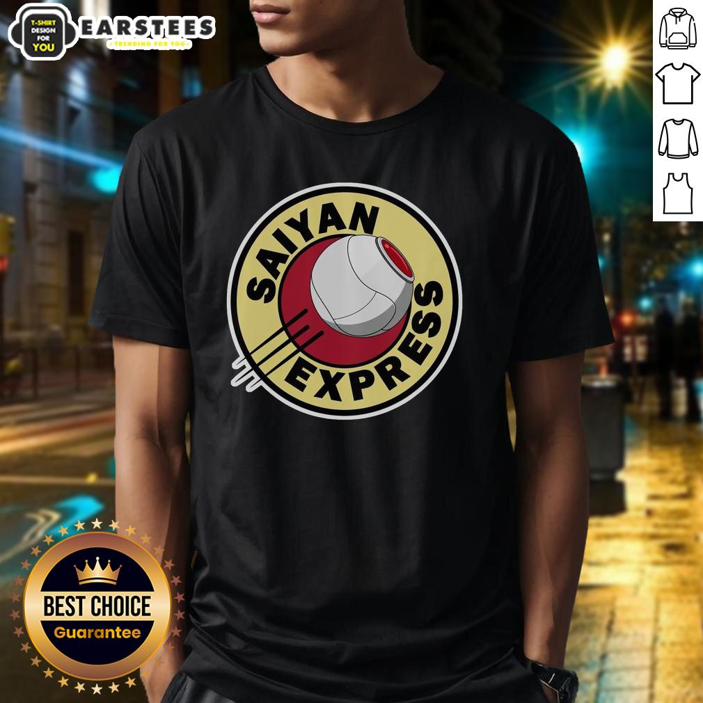 awesome-saiyan-express-t-shirt-1 Awesome Saiyan Express T-Shirt featuring vibrant colors and iconic anime design for fans of Dragon Ball Z.