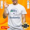 Awesome Seattle Seahawks football logo displayed on a large helmet t-shirt, perfect for fans and sports enthusiasts.