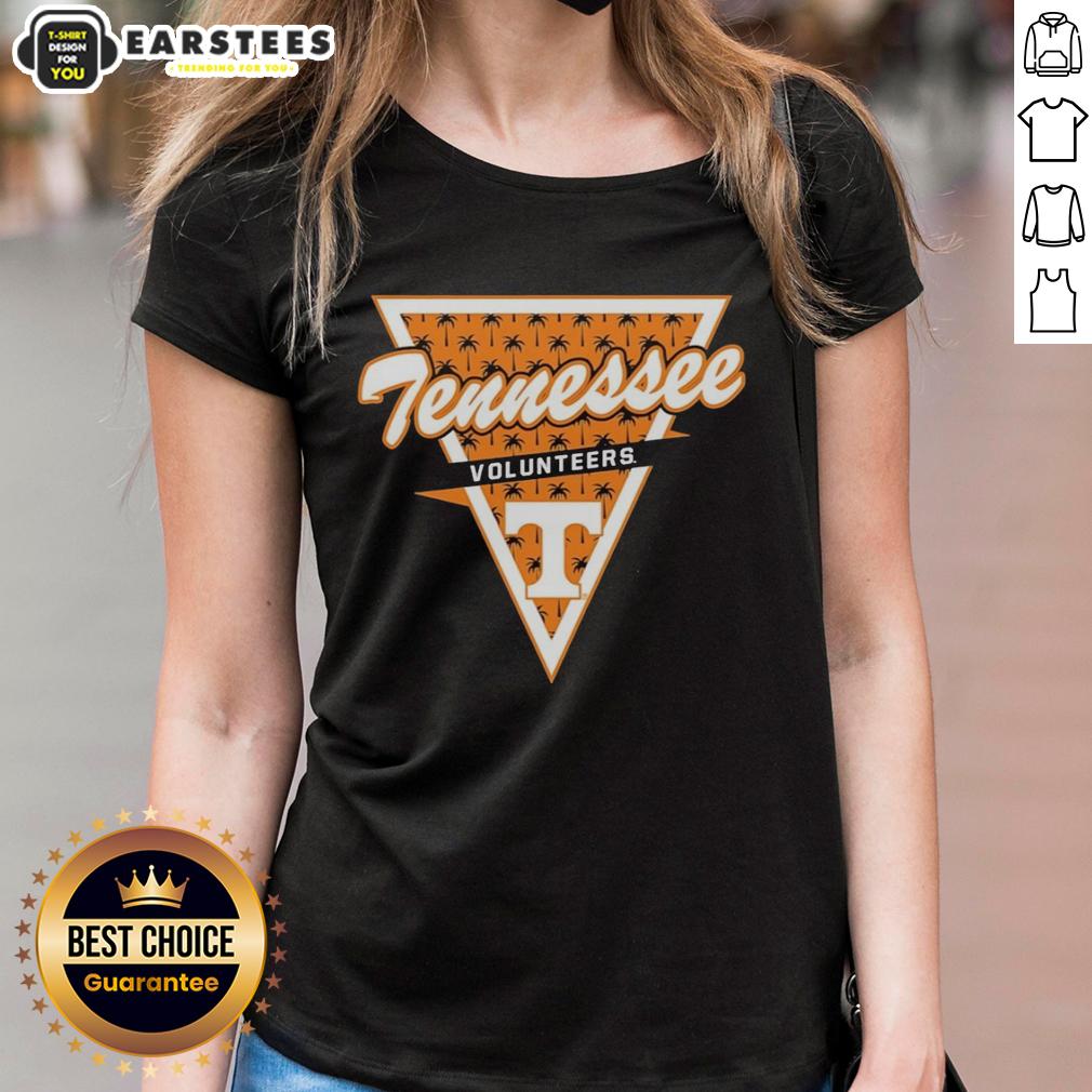 awesome-tennessee-volunteers-womens-basketball-palm-tree-pattern-inside-a-triangle-logo-ladies-tee Alt Text: Awesome Tennessee Volunteers women's basketball tee featuring a palm tree pattern inside a triangle logo design.